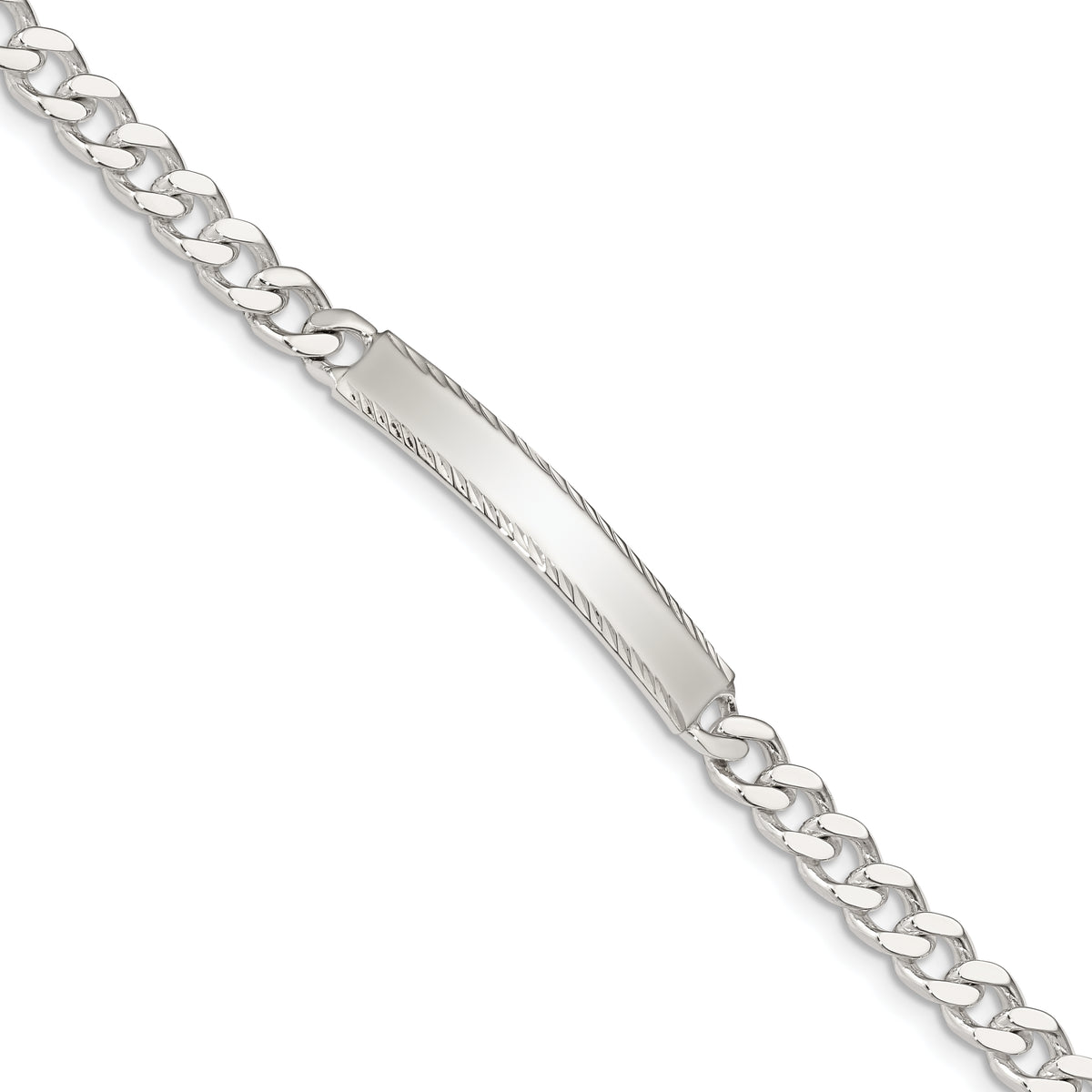 Sterling Silver Diamond-cut Engraveable Curb Link IN Bracelet