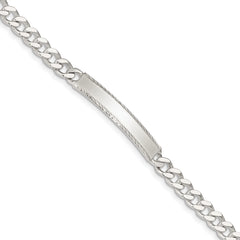 Sterling Silver Diamond-cut Engraveable Curb Link IN Bracelet