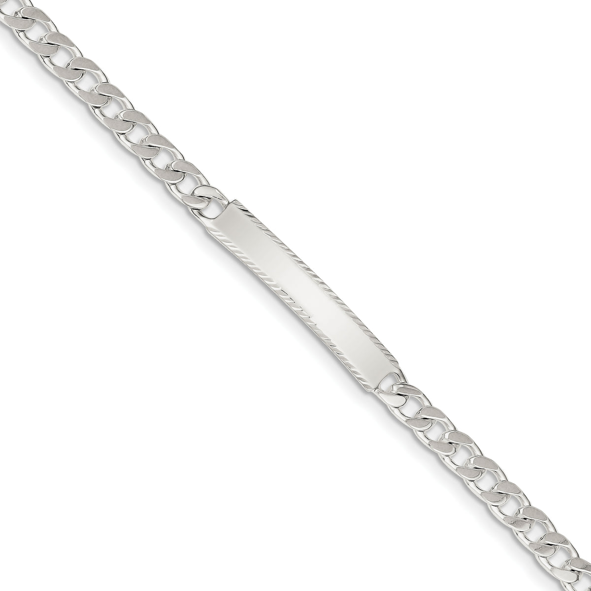 Sterling Silver Diamond-cut Engraveable Curb Link IN Bracelet