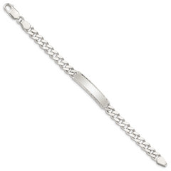 Sterling Silver Diamond-cut Engraveable Curb Link ID Bracelet