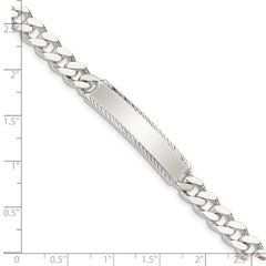 Sterling Silver Diamond-cut Engraveable Curb Link ID Bracelet