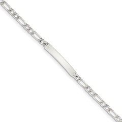 Sterling Silver 8inch Polished Engraveable Figaro Link ID Bracelet