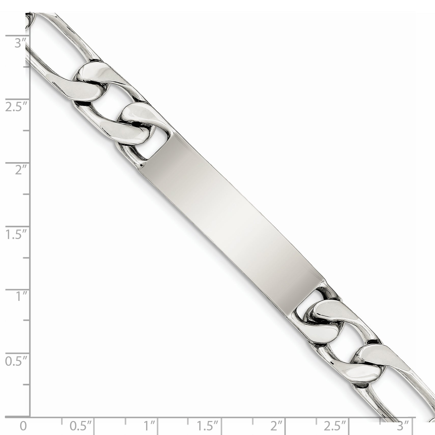 Sterling Silver 8.5 inch Polished Engraveable Figaro Link ID Bracelet