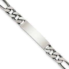 Sterling Silver 8.5inch Engraveable Antiqued Figaro Link ID Bracelet