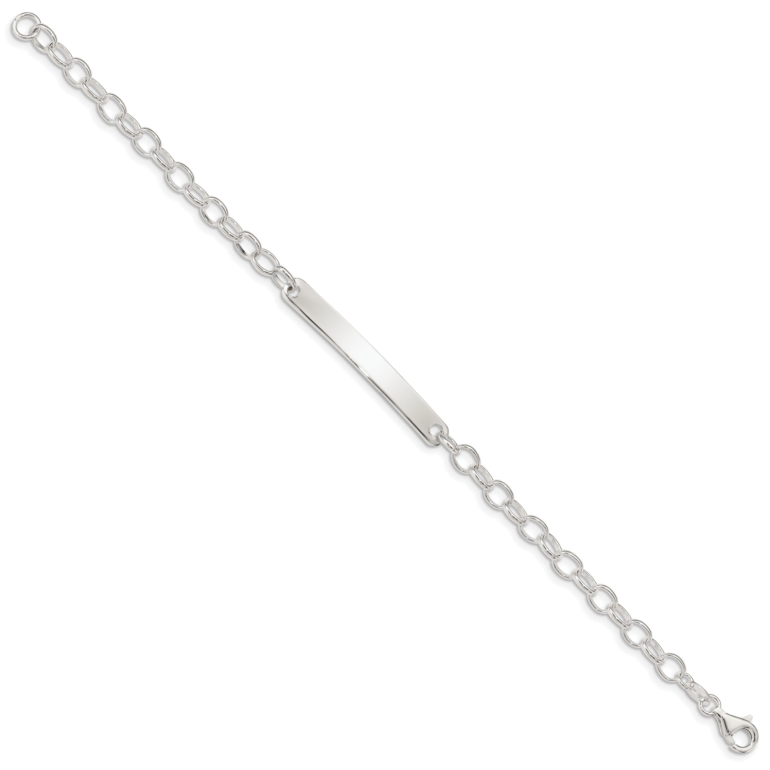 Sterling Silver Small Oval Rolo Link ID Bracelet