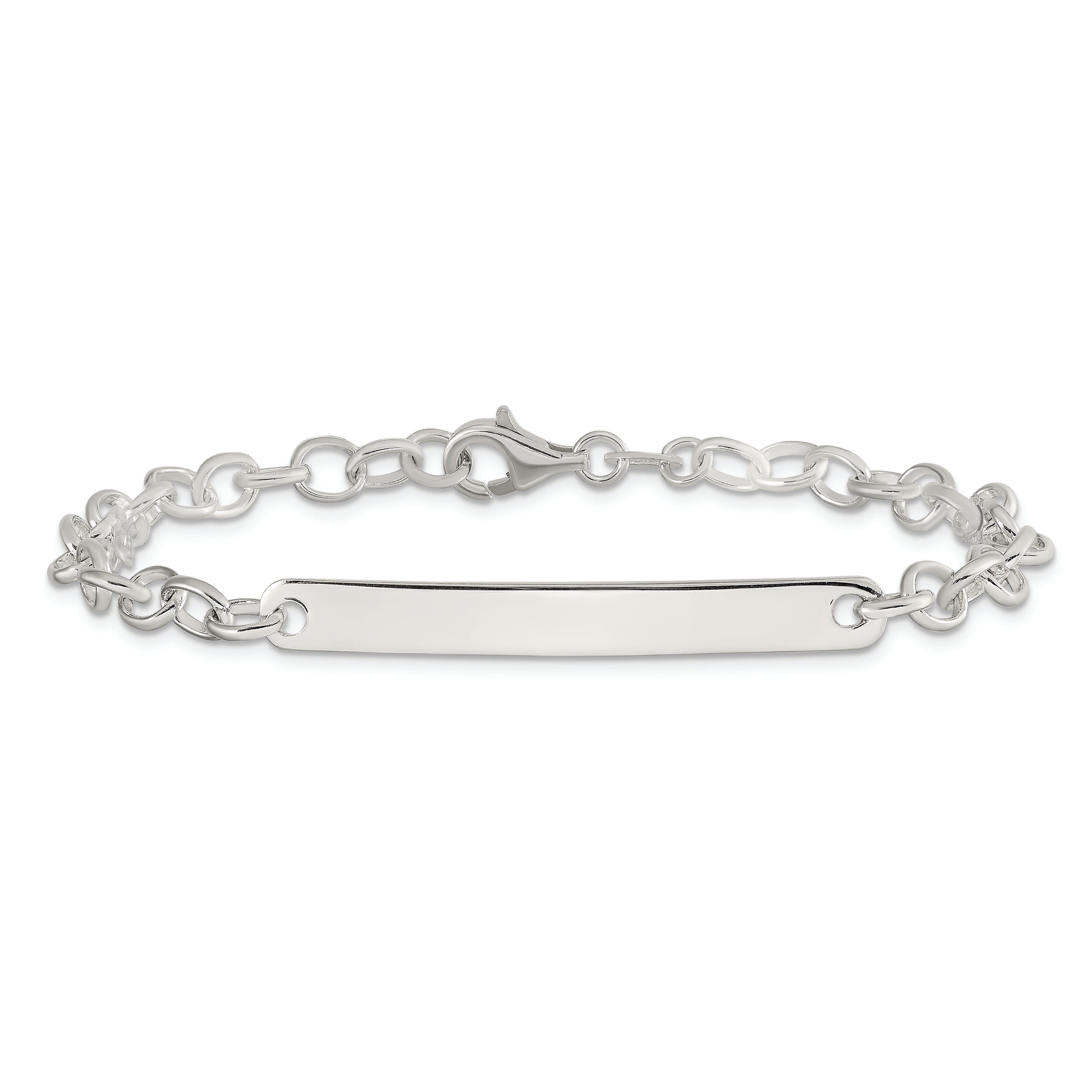 Sterling Silver Small Oval Rolo Link ID Bracelet