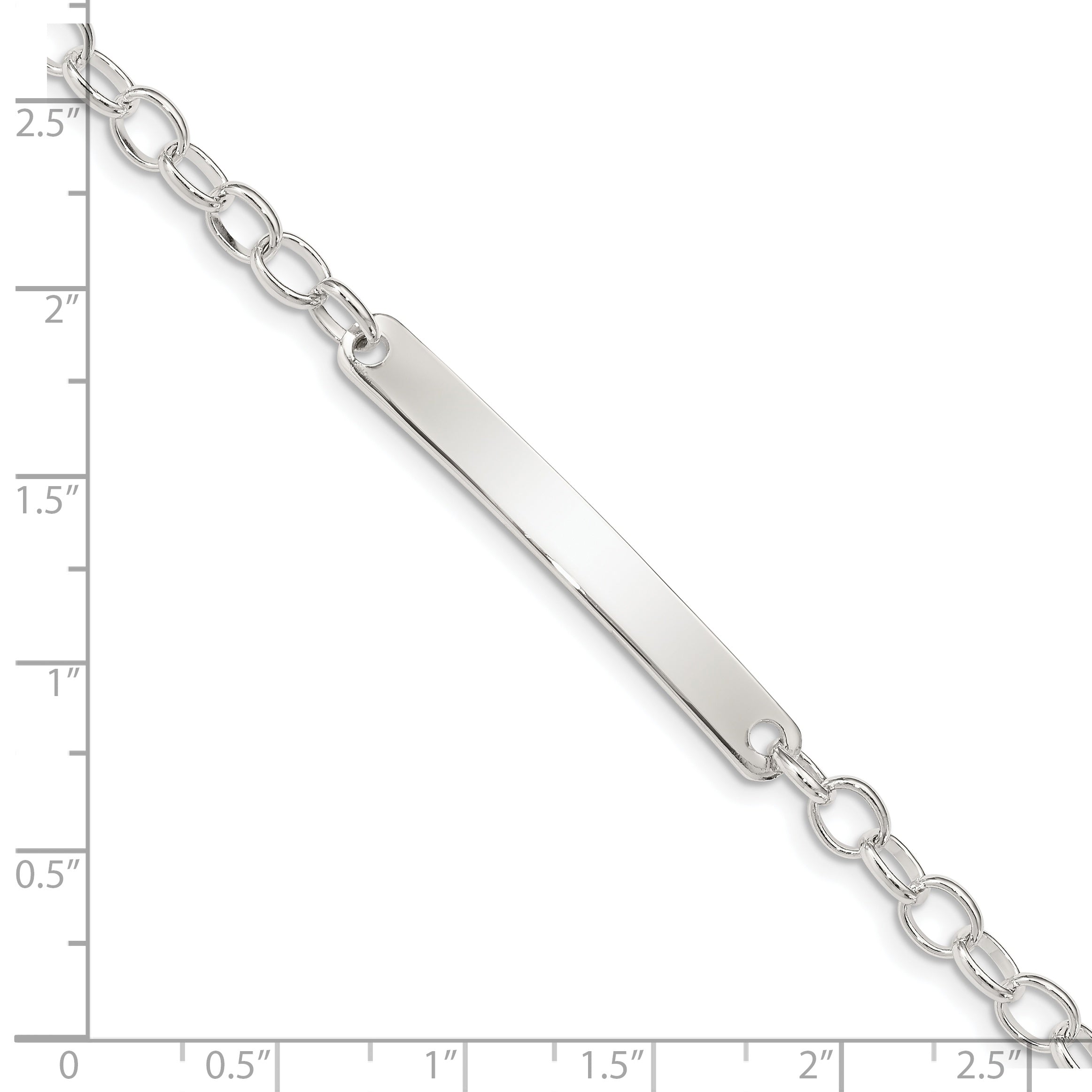 Sterling Silver Small Oval Rolo Link ID Bracelet