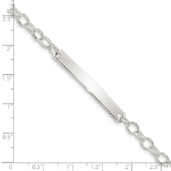 Sterling Silver Small Oval Rolo Link ID Bracelet