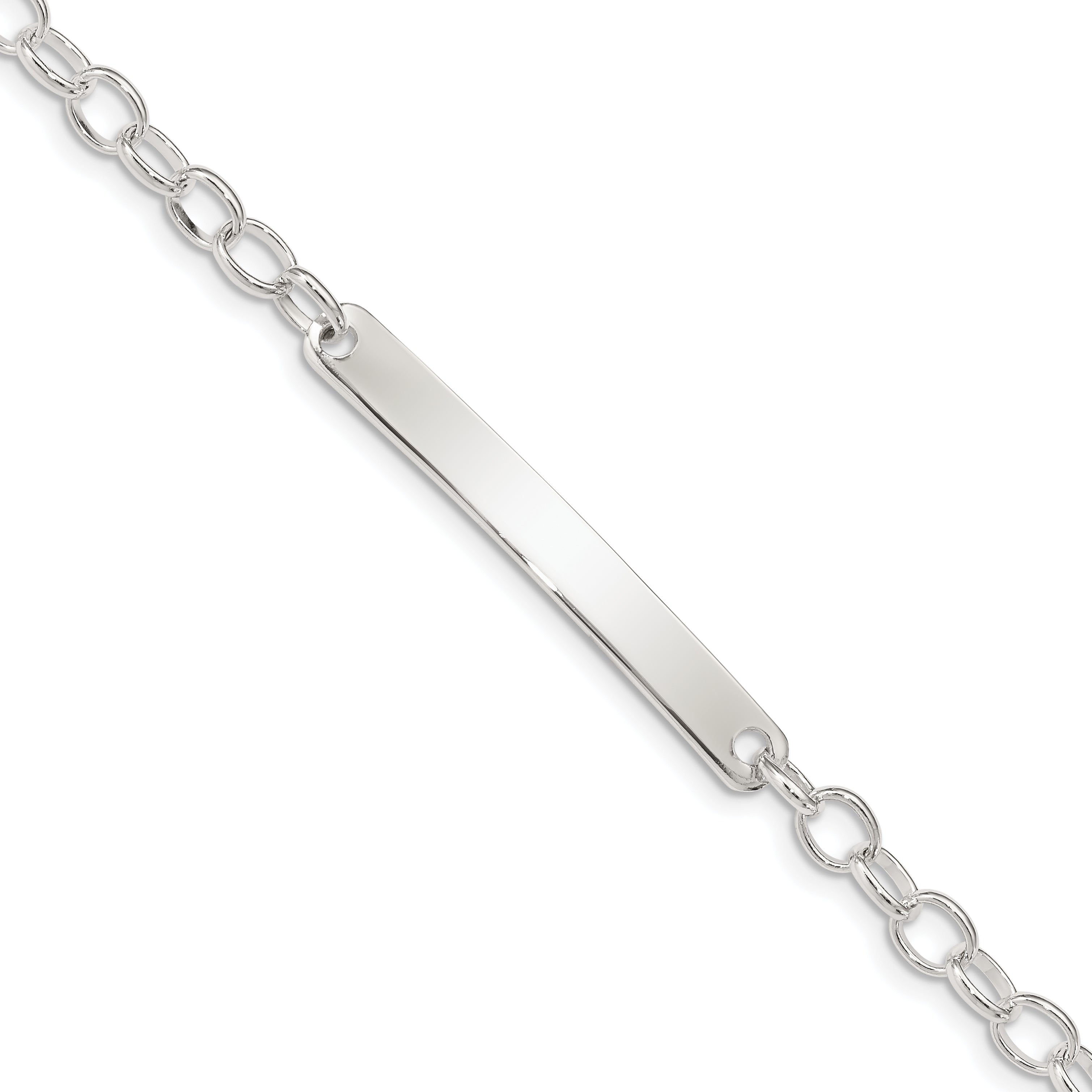 Sterling Silver Small Oval Rolo Link ID Bracelet