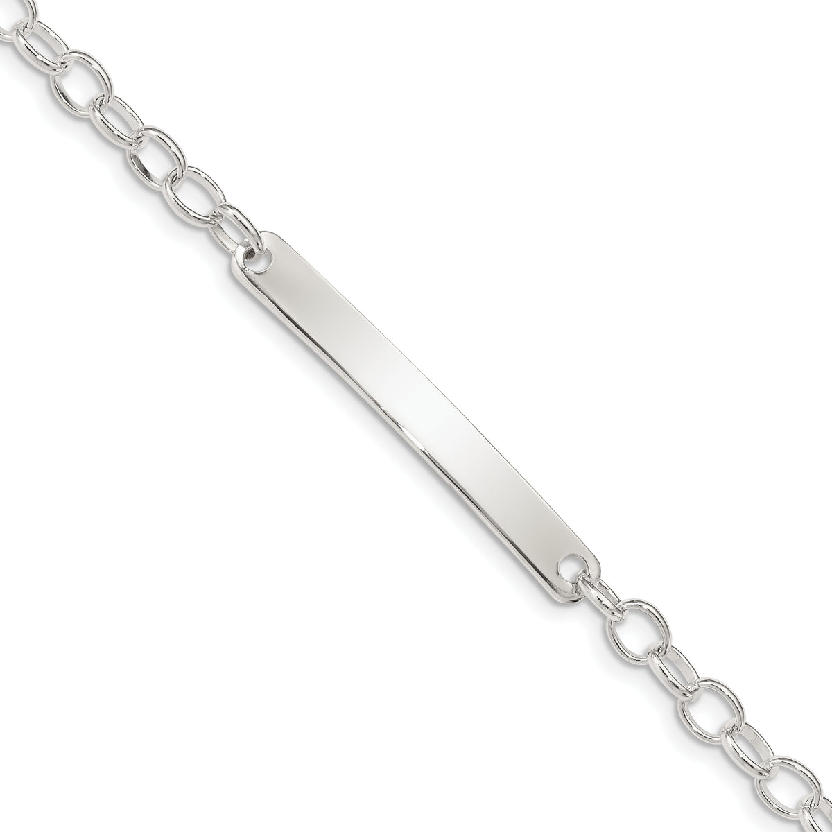 Sterling Silver Small Oval Rolo Link ID Bracelet