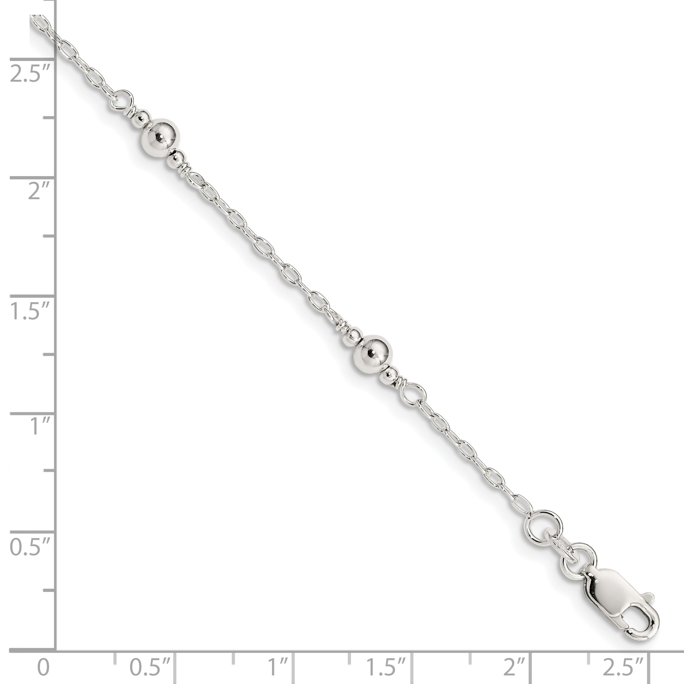 Sterling Silver Polished Fancy Bead with 1in Extension Children's Bracelet