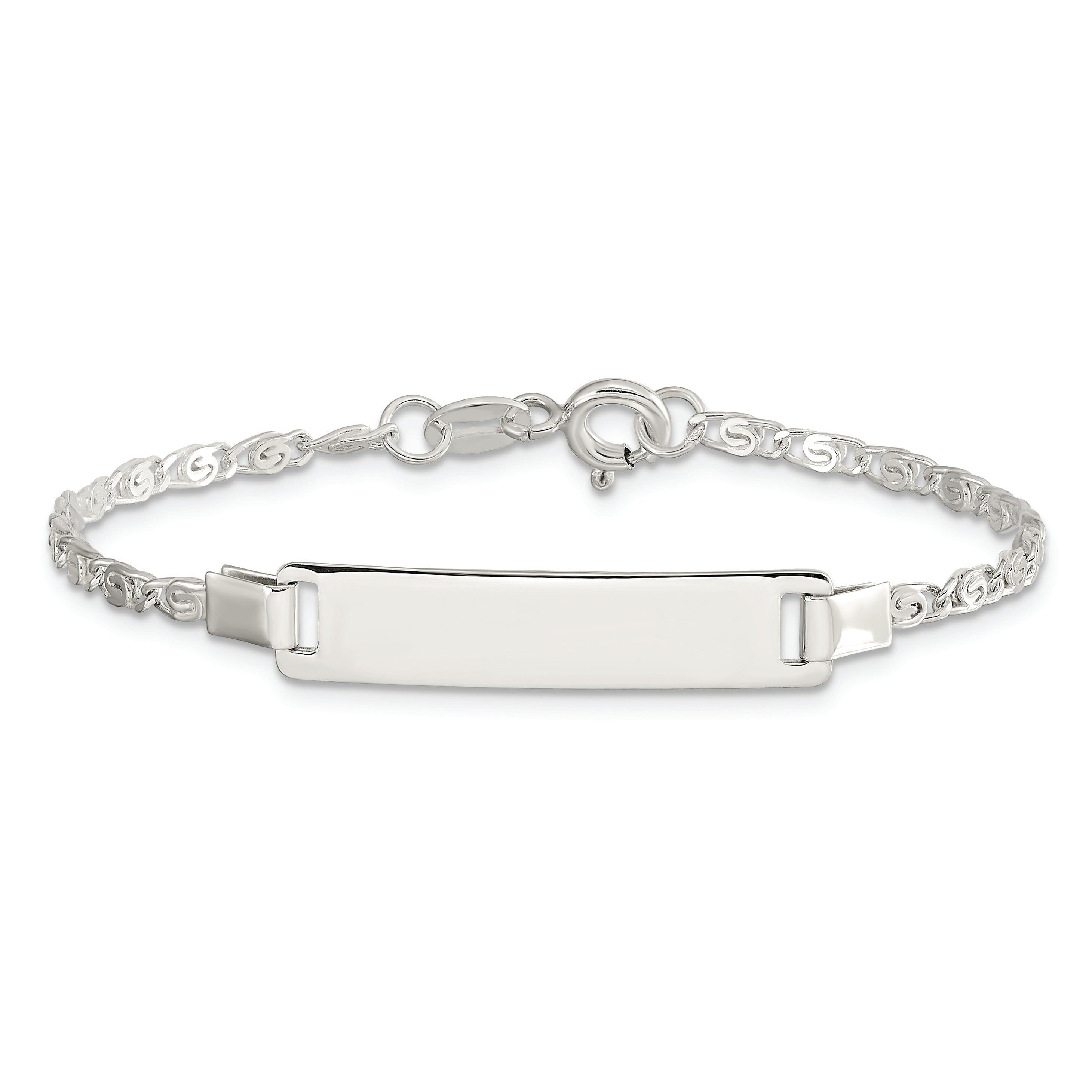 Sterling Silver Polished Engraveable Children's ID Bracelet