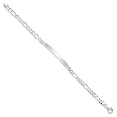 Sterling Silver Figaro Link ID Bracelet