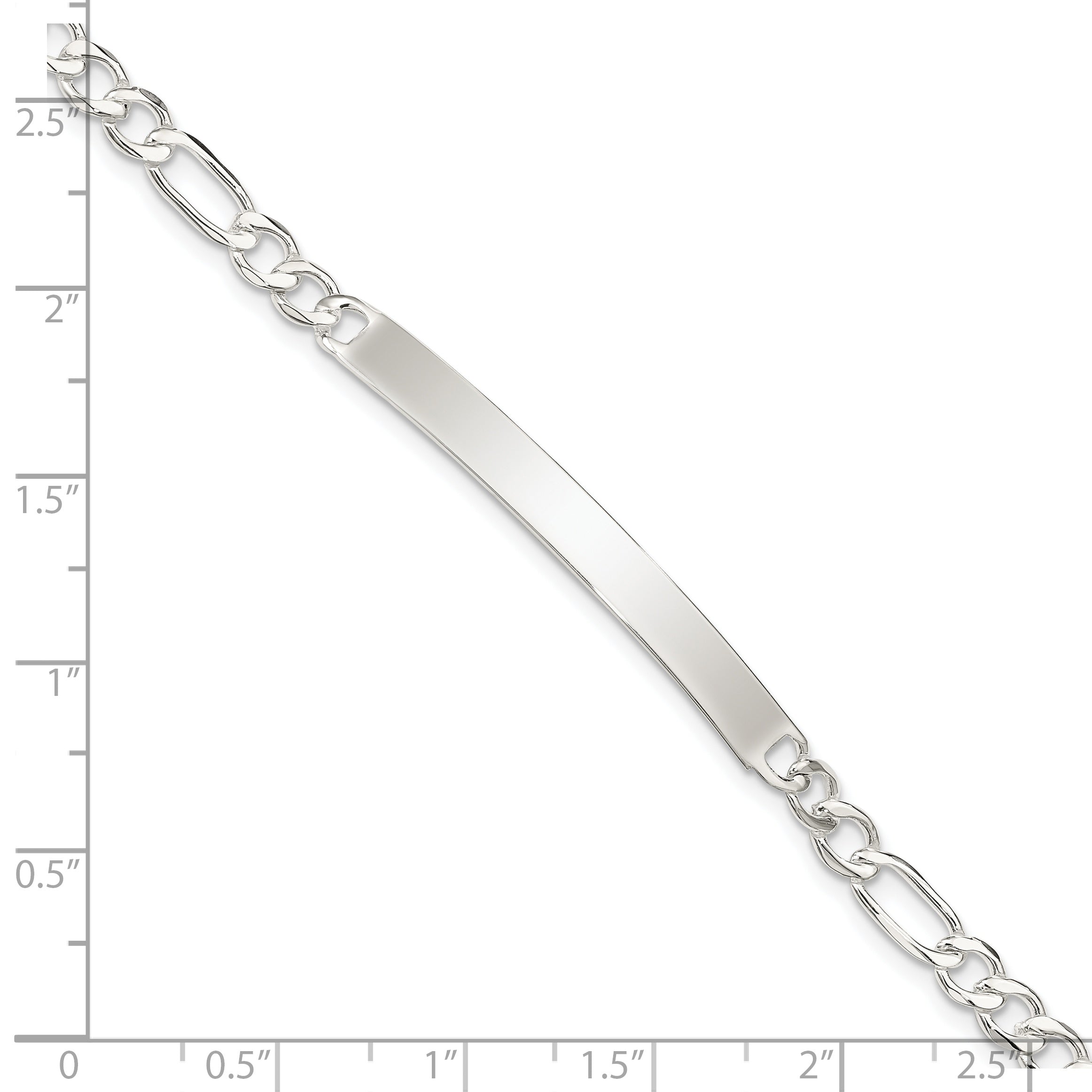 Sterling Silver Figaro Link ID Bracelet