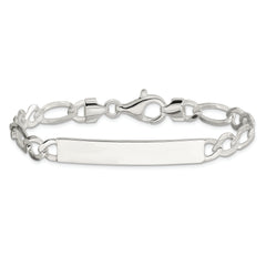 Sterling Silver Figaro Link ID Bracelet