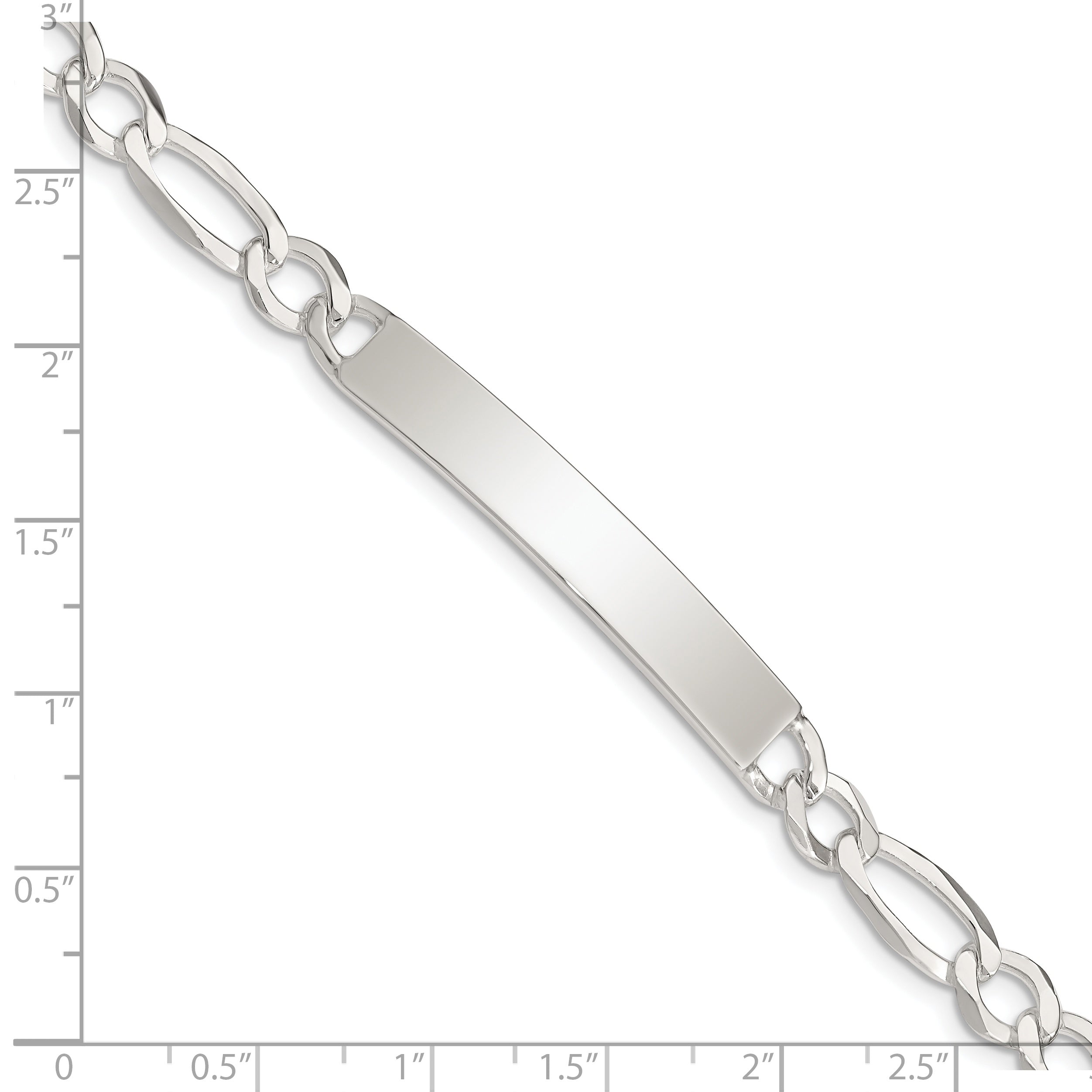 Sterling Silver Figaro Link ID Bracelet