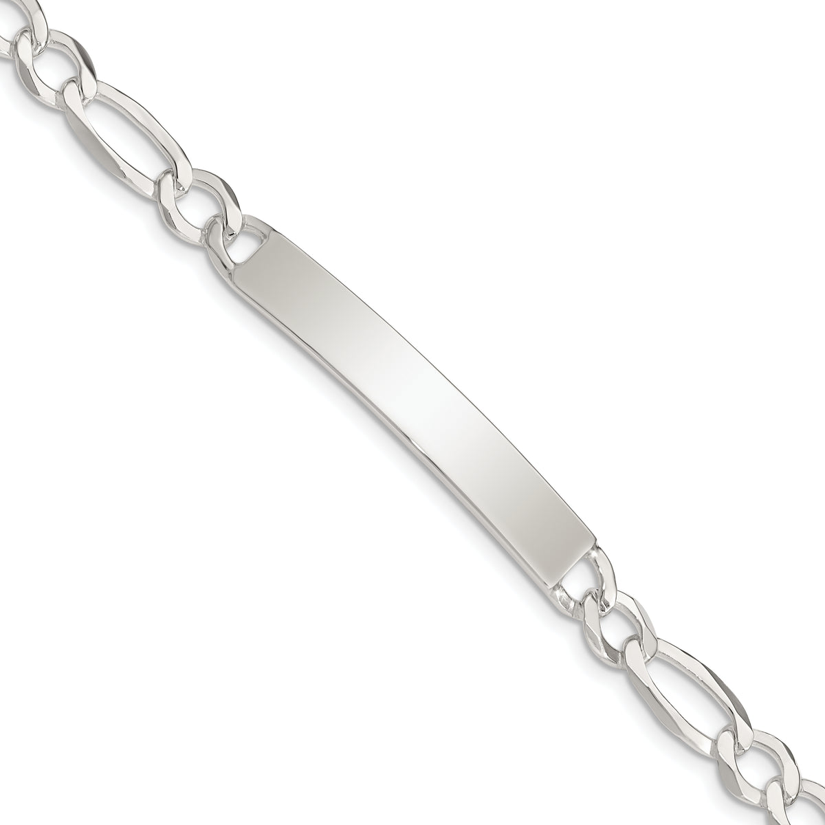 Sterling Silver Figaro Link ID Bracelet