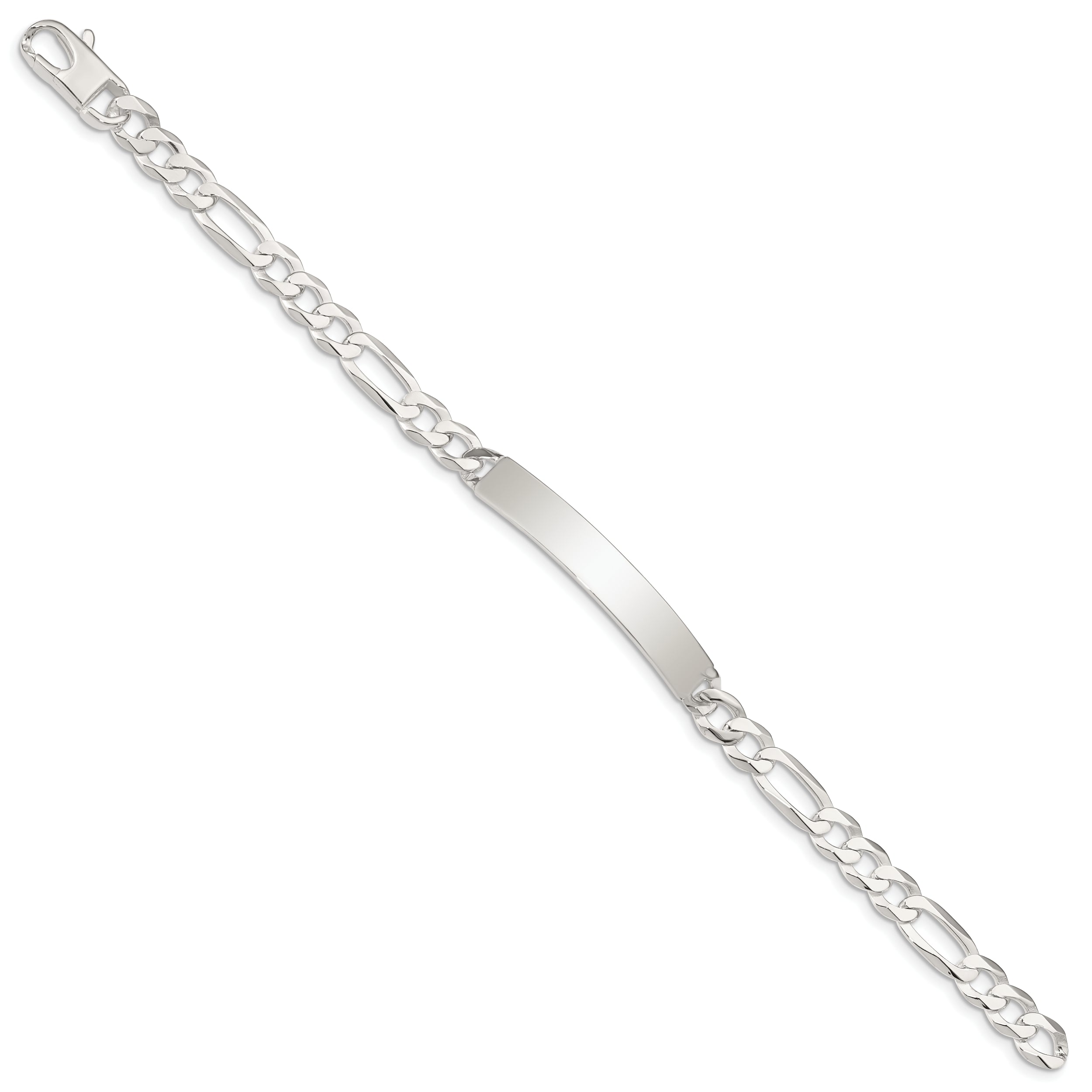 Sterling Silver Figaro Link ID Bracelet