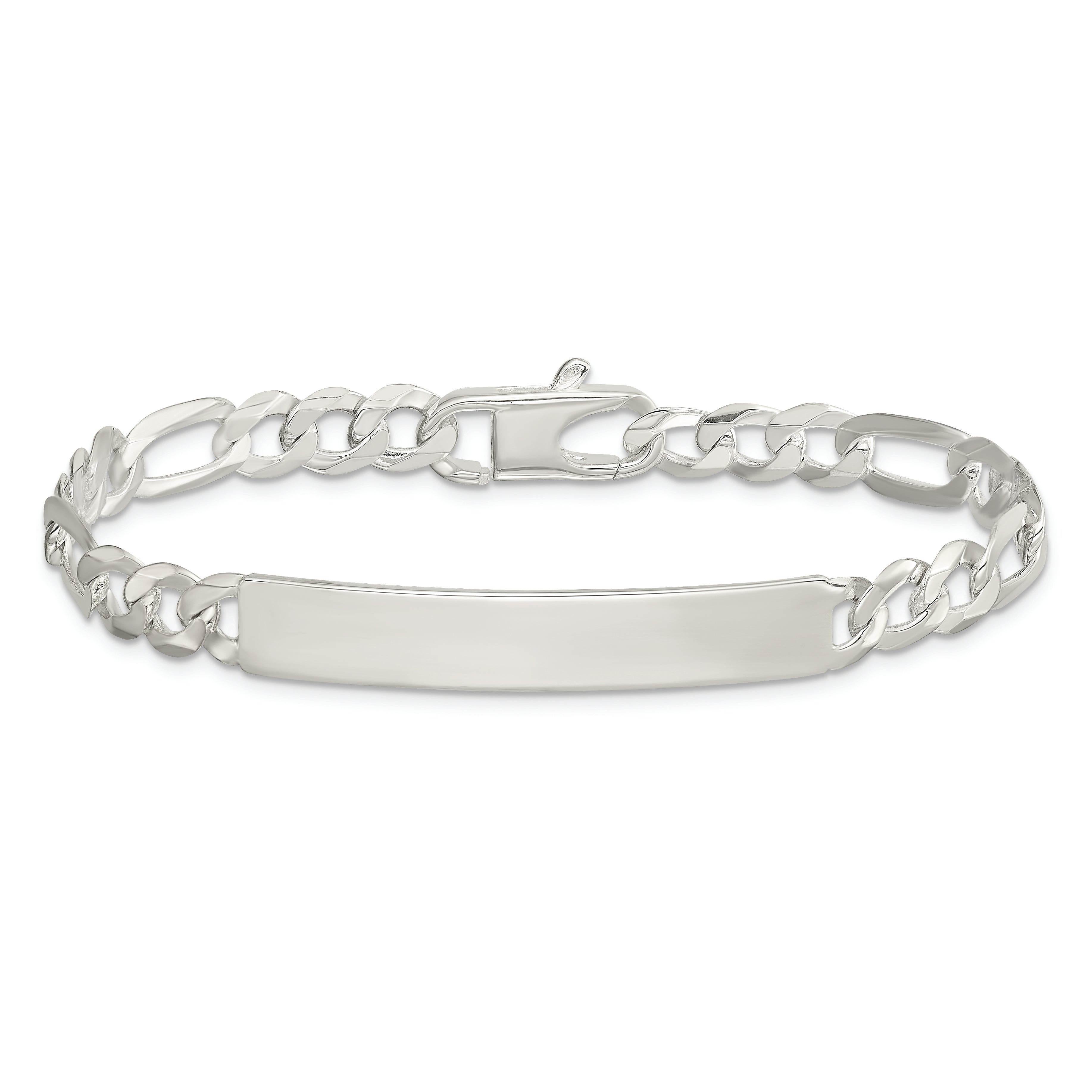 Sterling Silver Figaro Link ID Bracelet