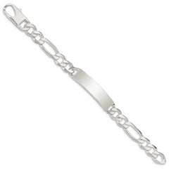 Sterling Silver Figaro Link ID Bracelet