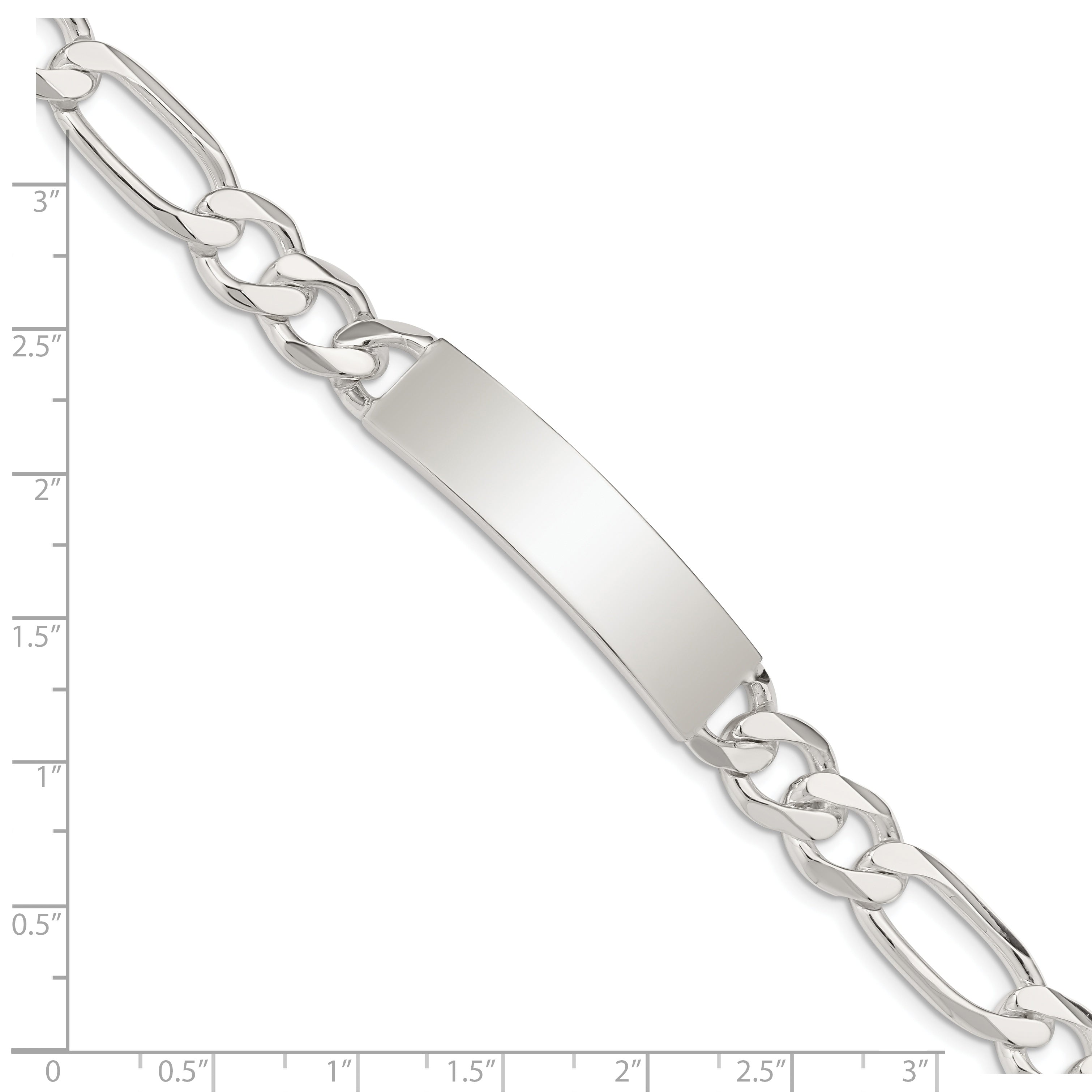 Sterling Silver Figaro Link ID Bracelet