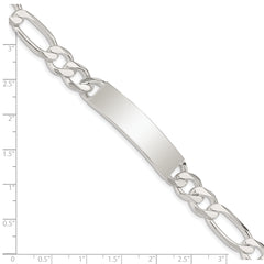 Sterling Silver Figaro Link ID Bracelet