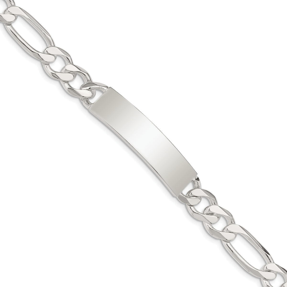 Sterling Silver Figaro Link ID Bracelet