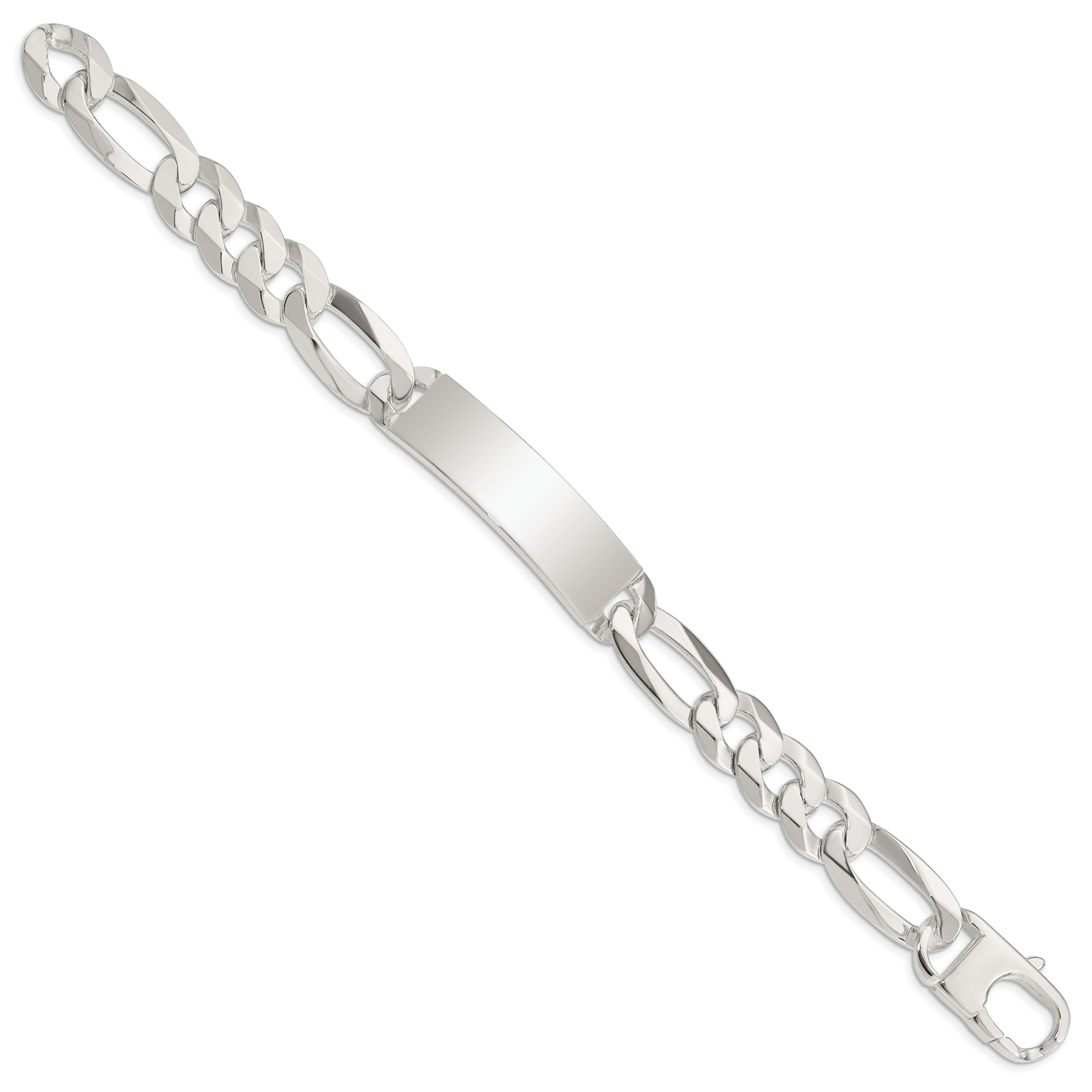 Sterling Silver Figaro Link ID Bracelet