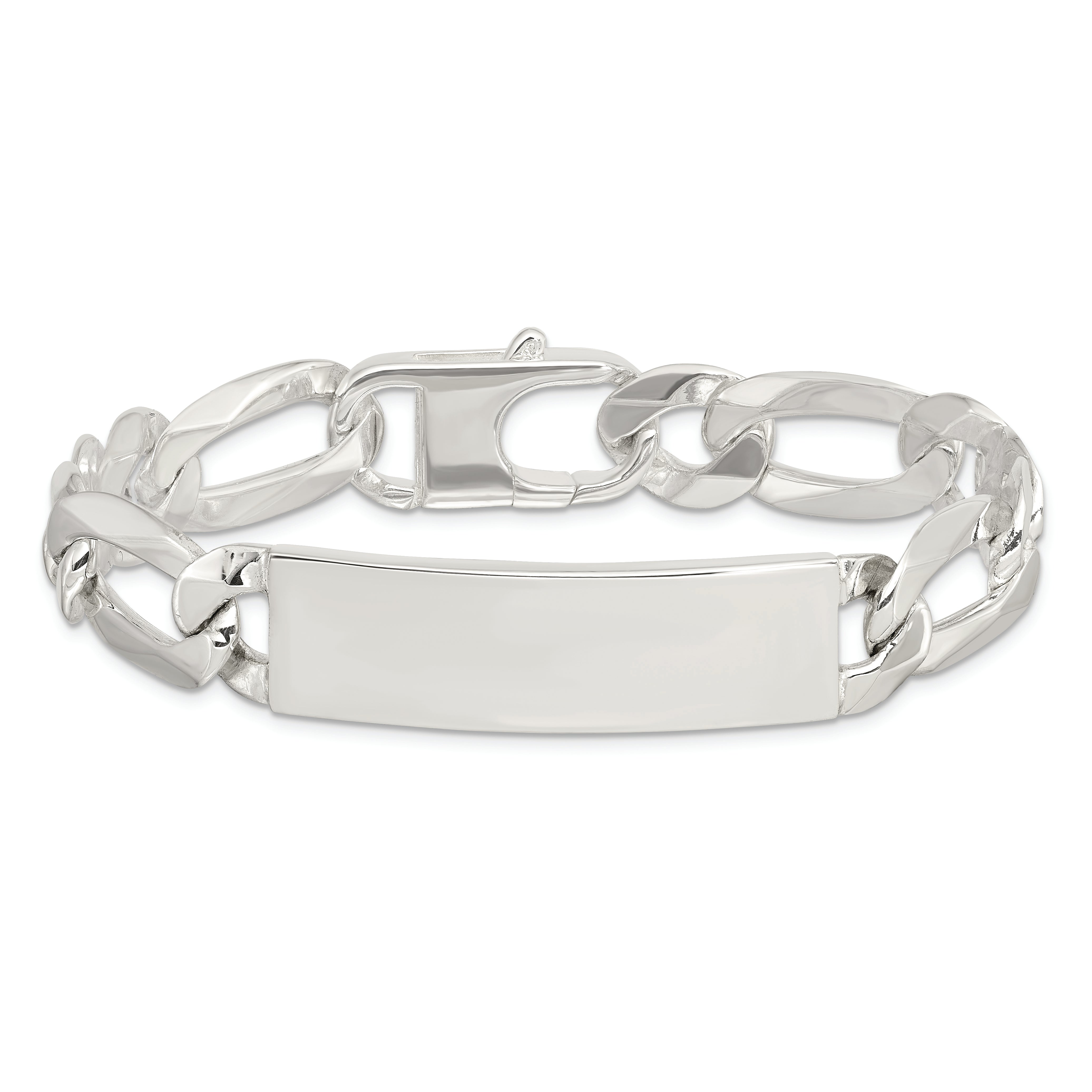 Sterling Silver Figaro Link ID Bracelet