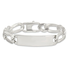 Sterling Silver Figaro Link ID Bracelet