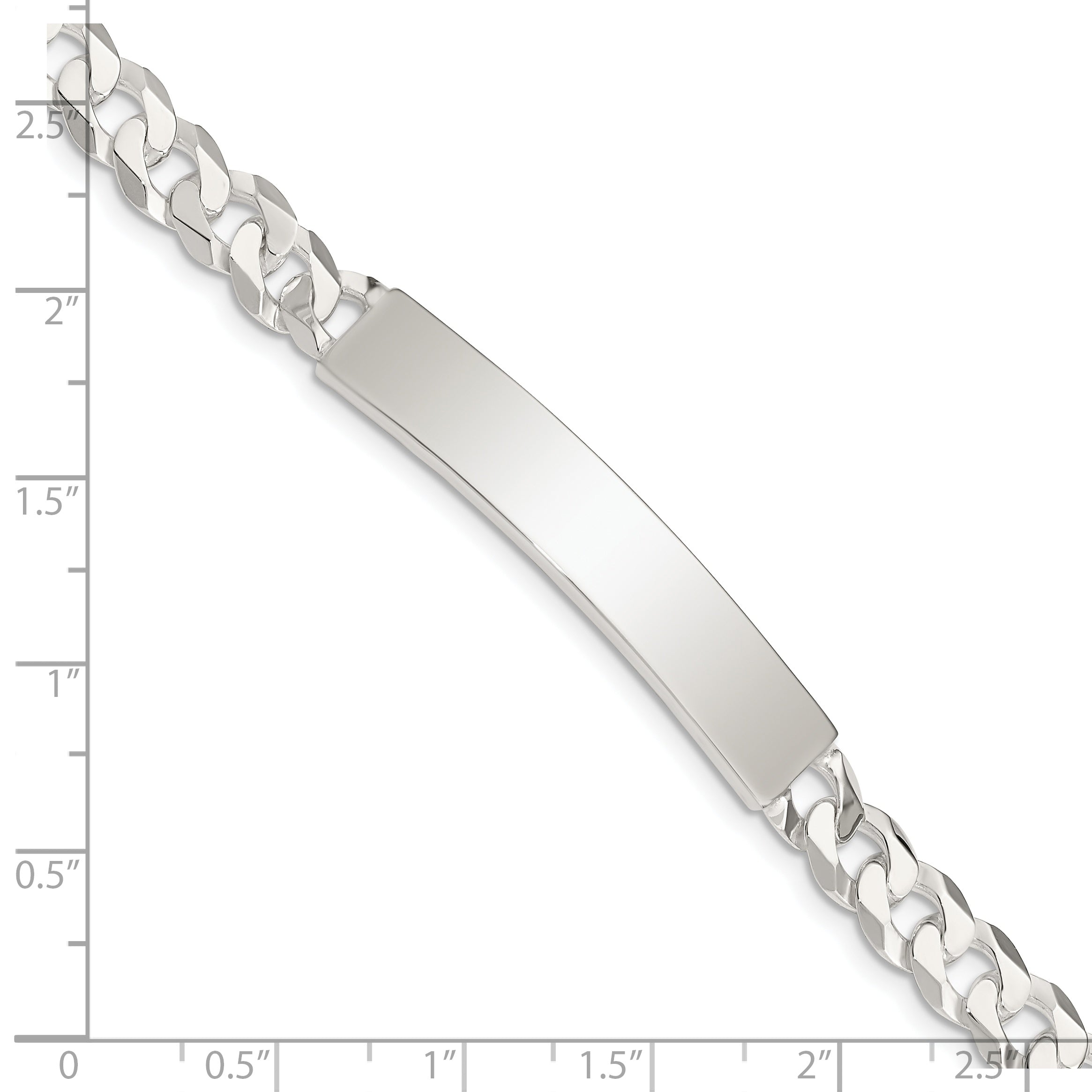 Sterling Silver Curb Link ID Bracelet