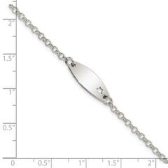 Sterling Silver Childrens Polished ID with Star Bracelet