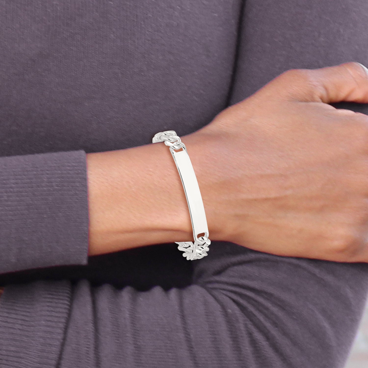 Sterling Silver 7in Curb ID Bracelet