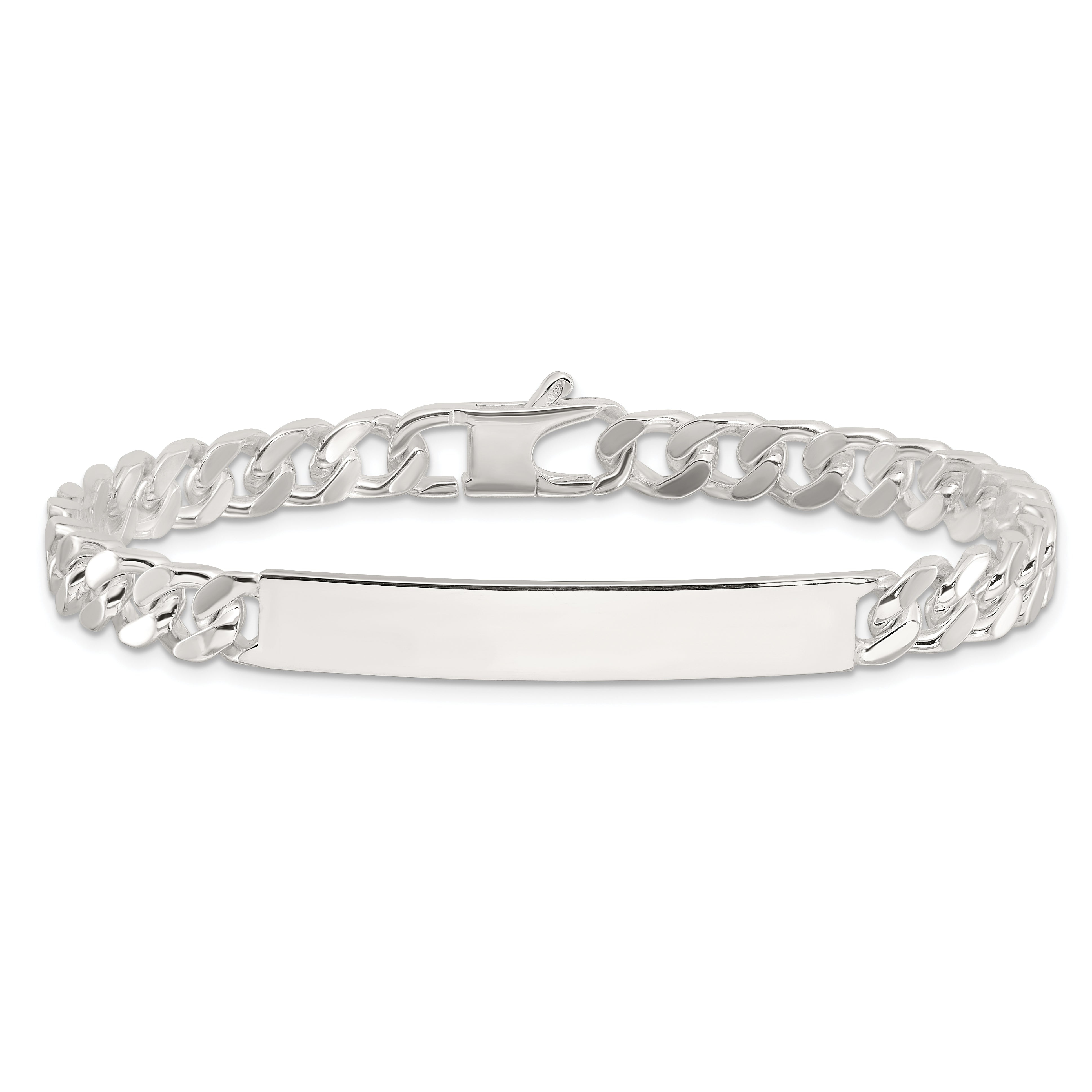 Sterling Silver 8in Curb ID Bracelet