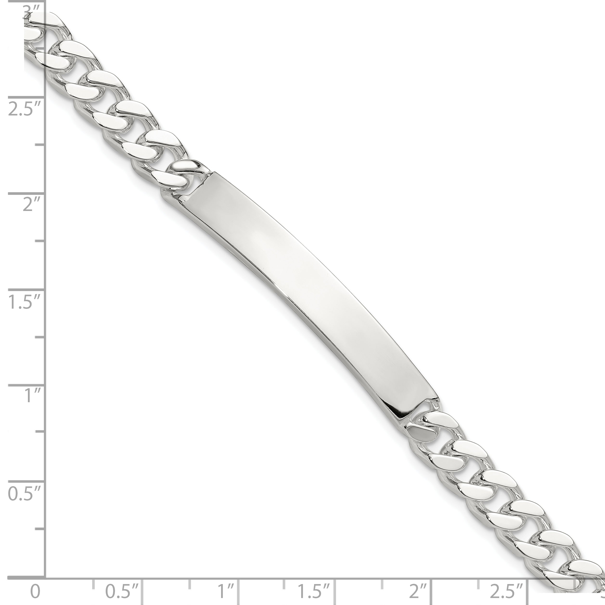 Sterling Silver 8in Curb ID Bracelet