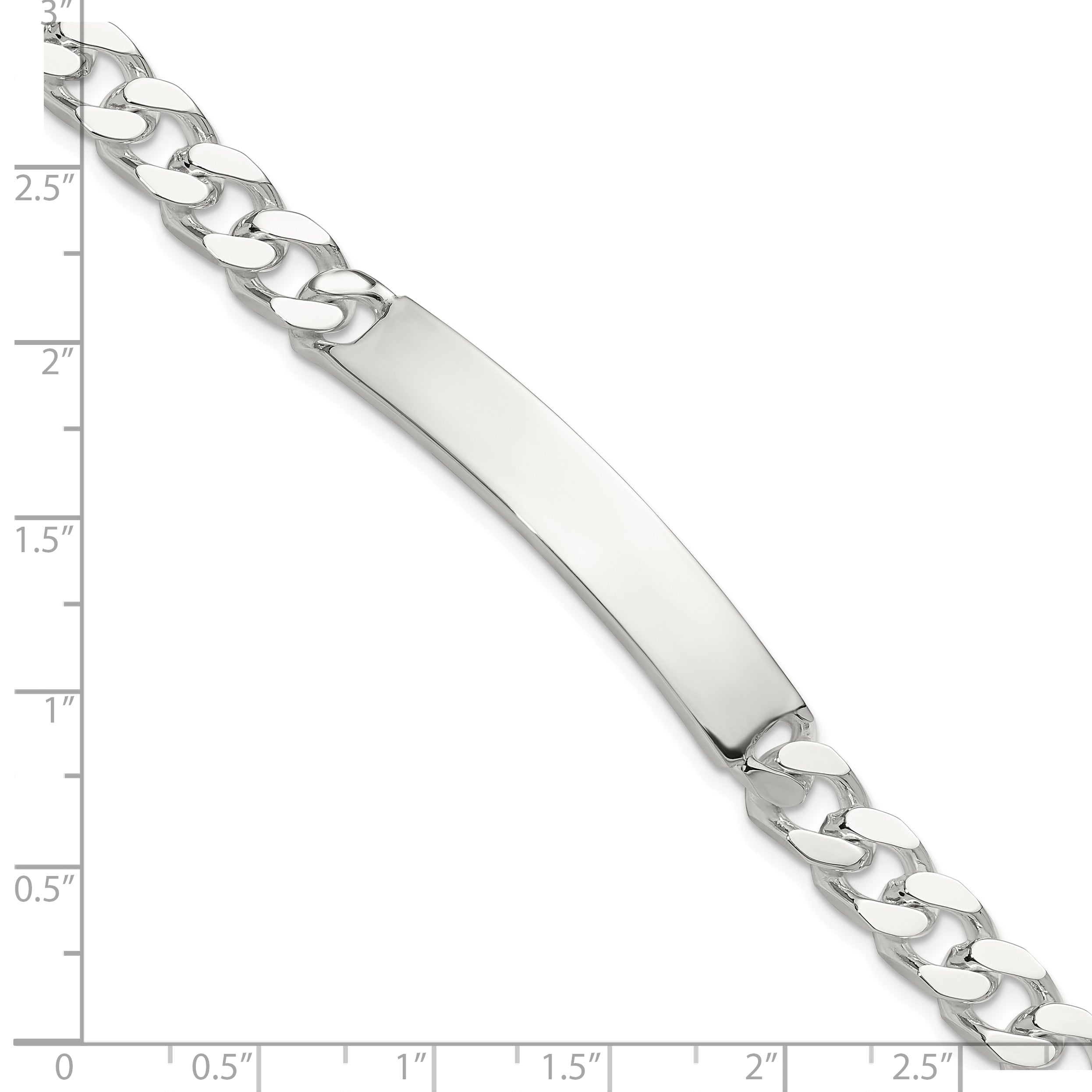 Sterling Silver 8in Curb ID Bracelet