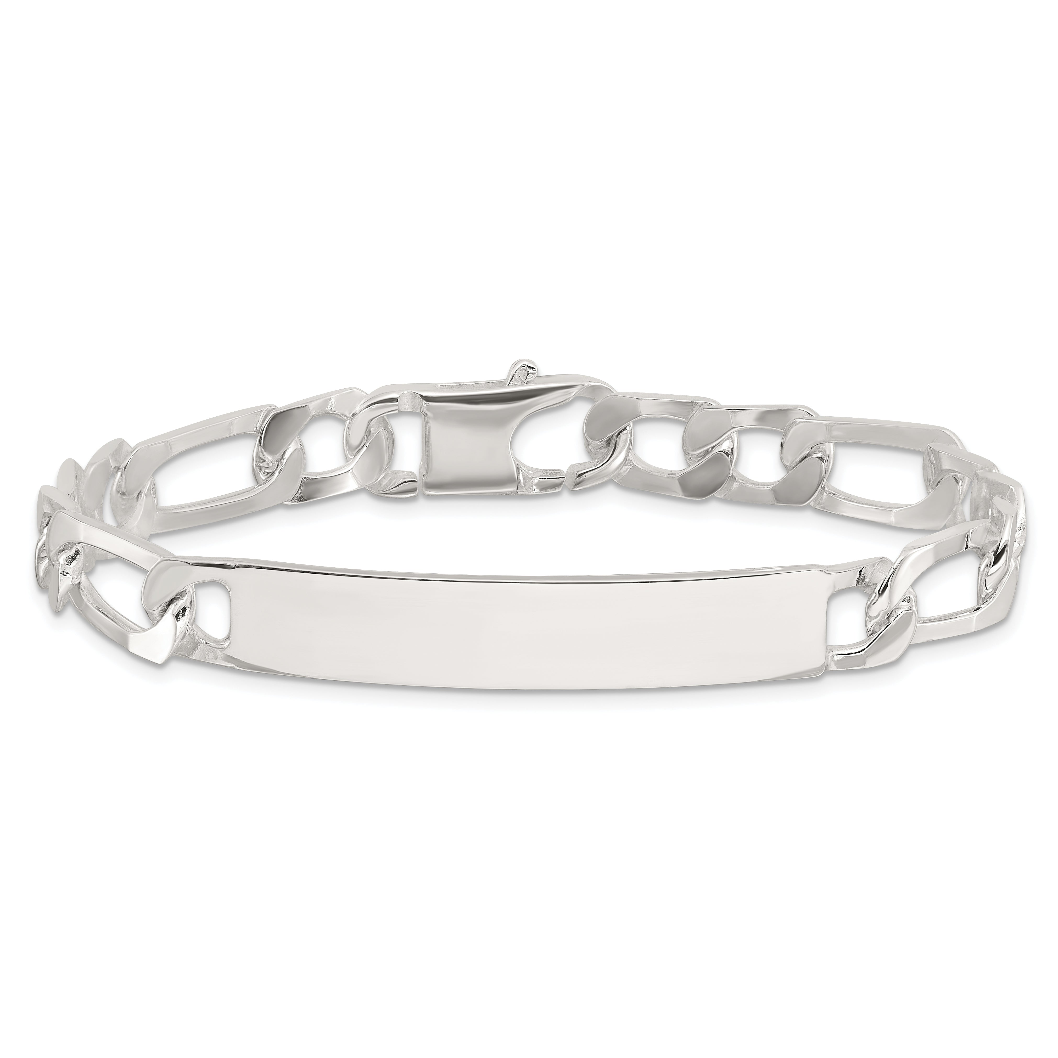 Sterling Silver 8in Figaro ID Bracelet