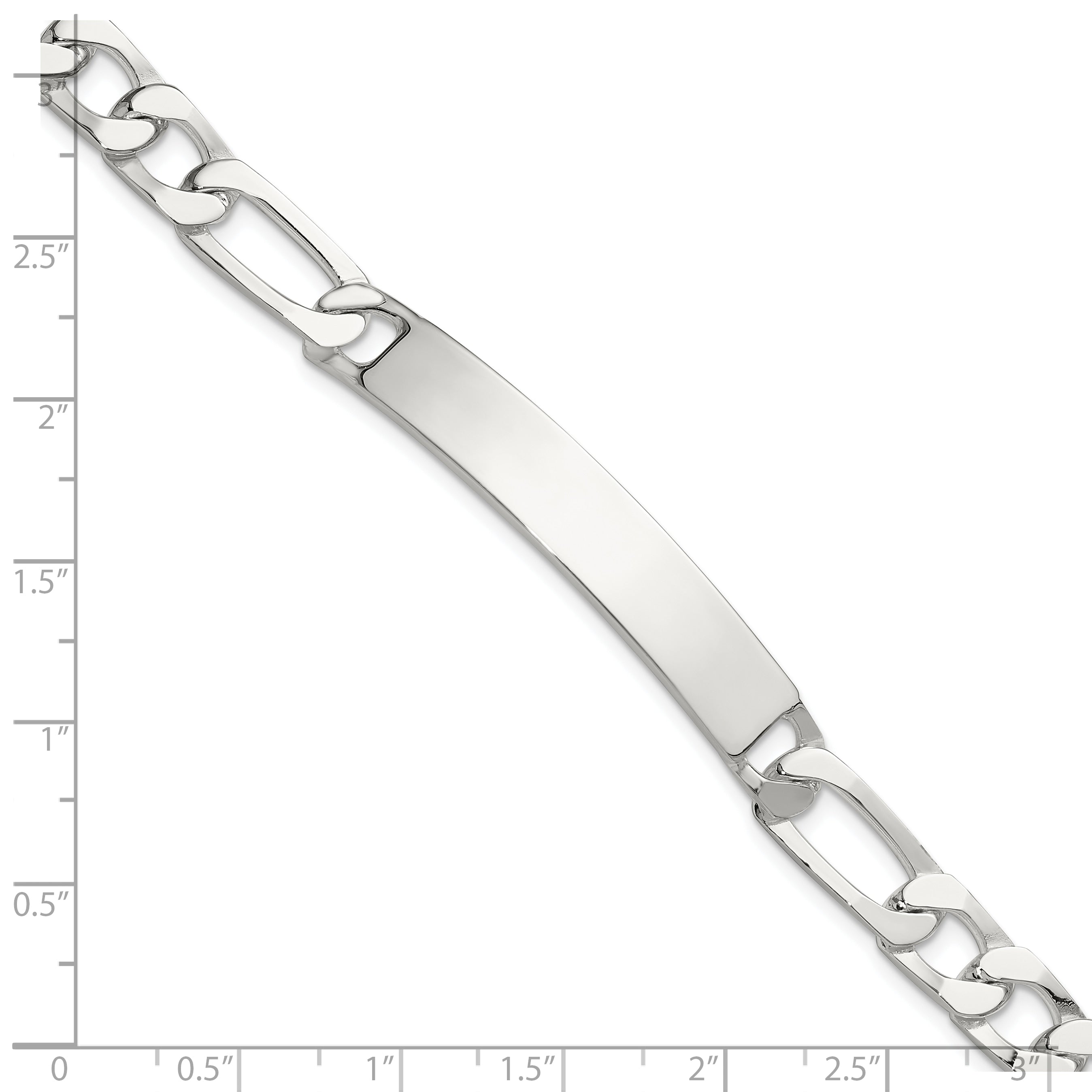 Sterling Silver 8in Figaro ID Bracelet