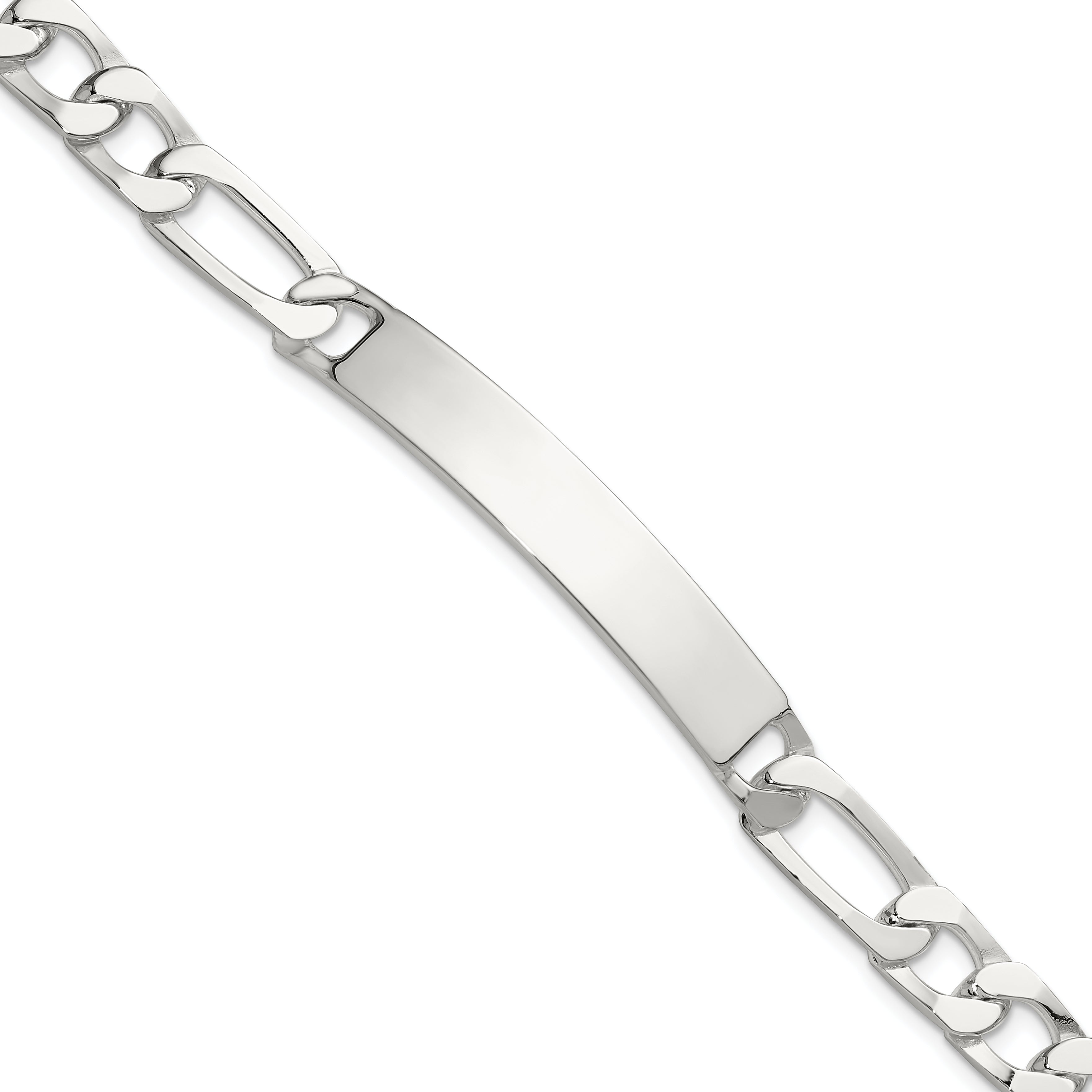 Sterling Silver 8in Figaro ID Bracelet