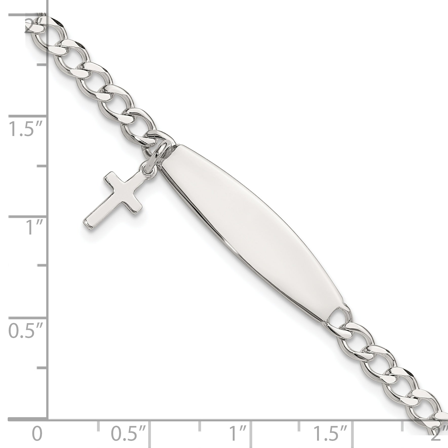 Sterling Silver Polished Cross Dangle ID Children's Bracelet