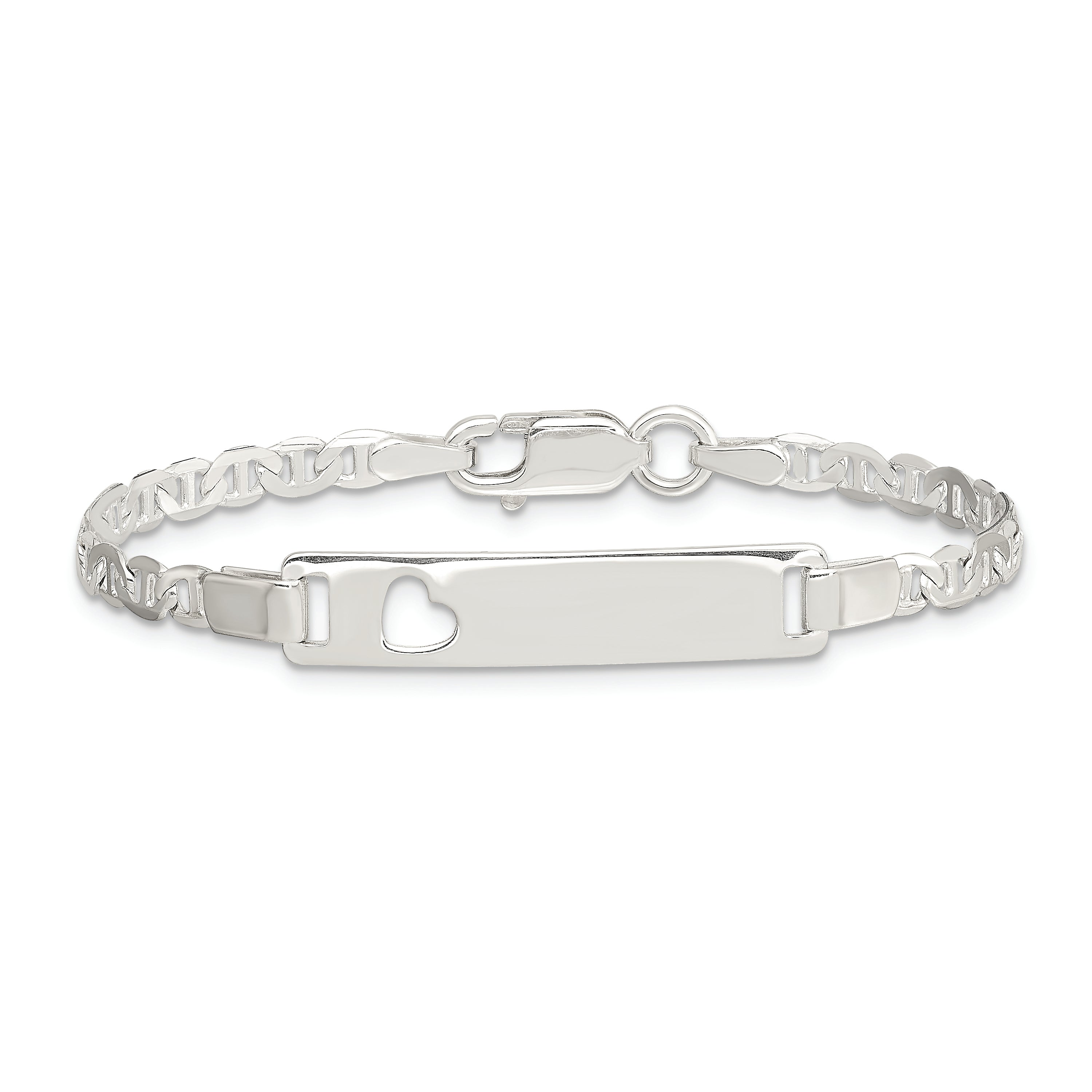 Sterling Silver Baby ID with Cut-out Heart Bracelet