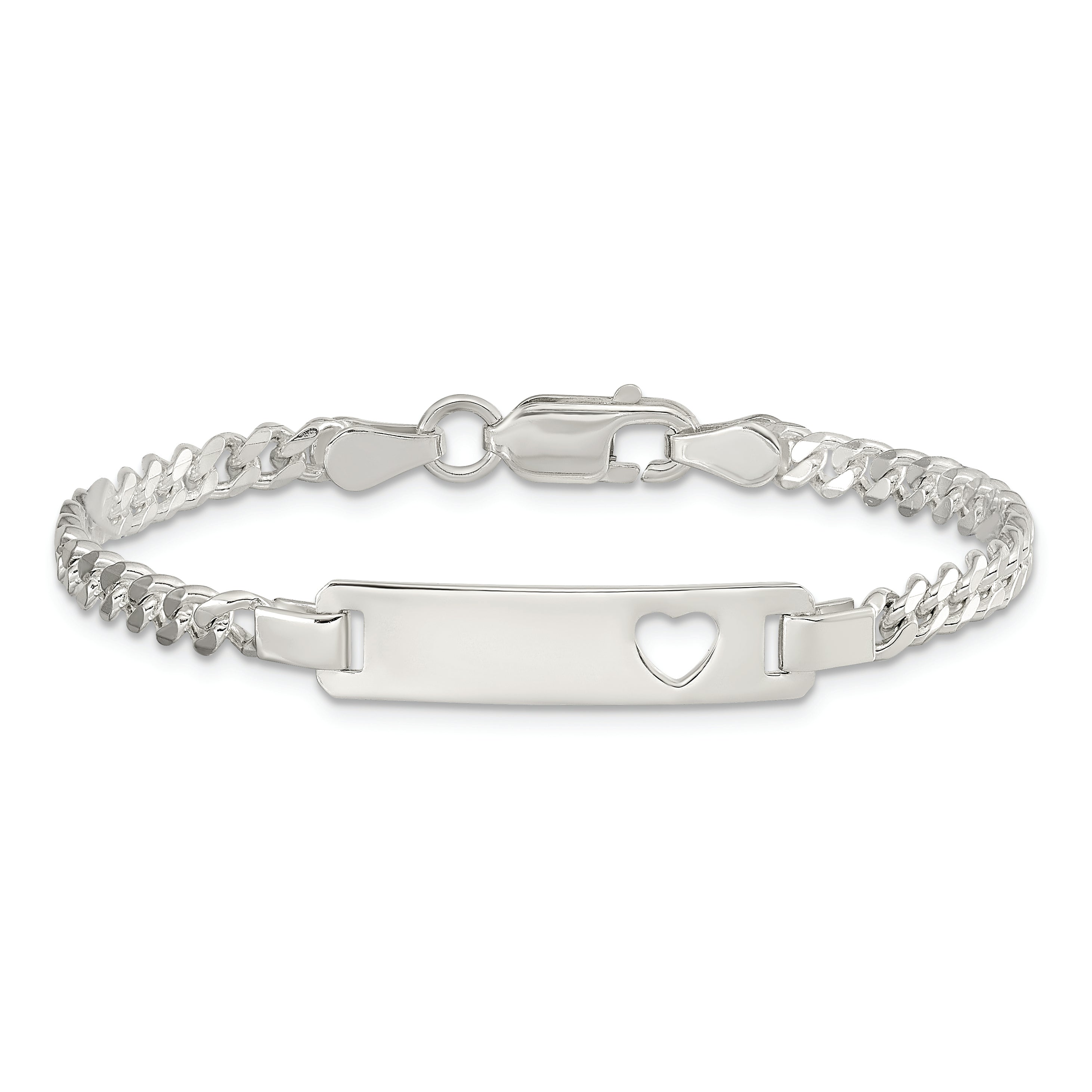 Sterling Silver Baby ID with Cut-out Heart Bracelet