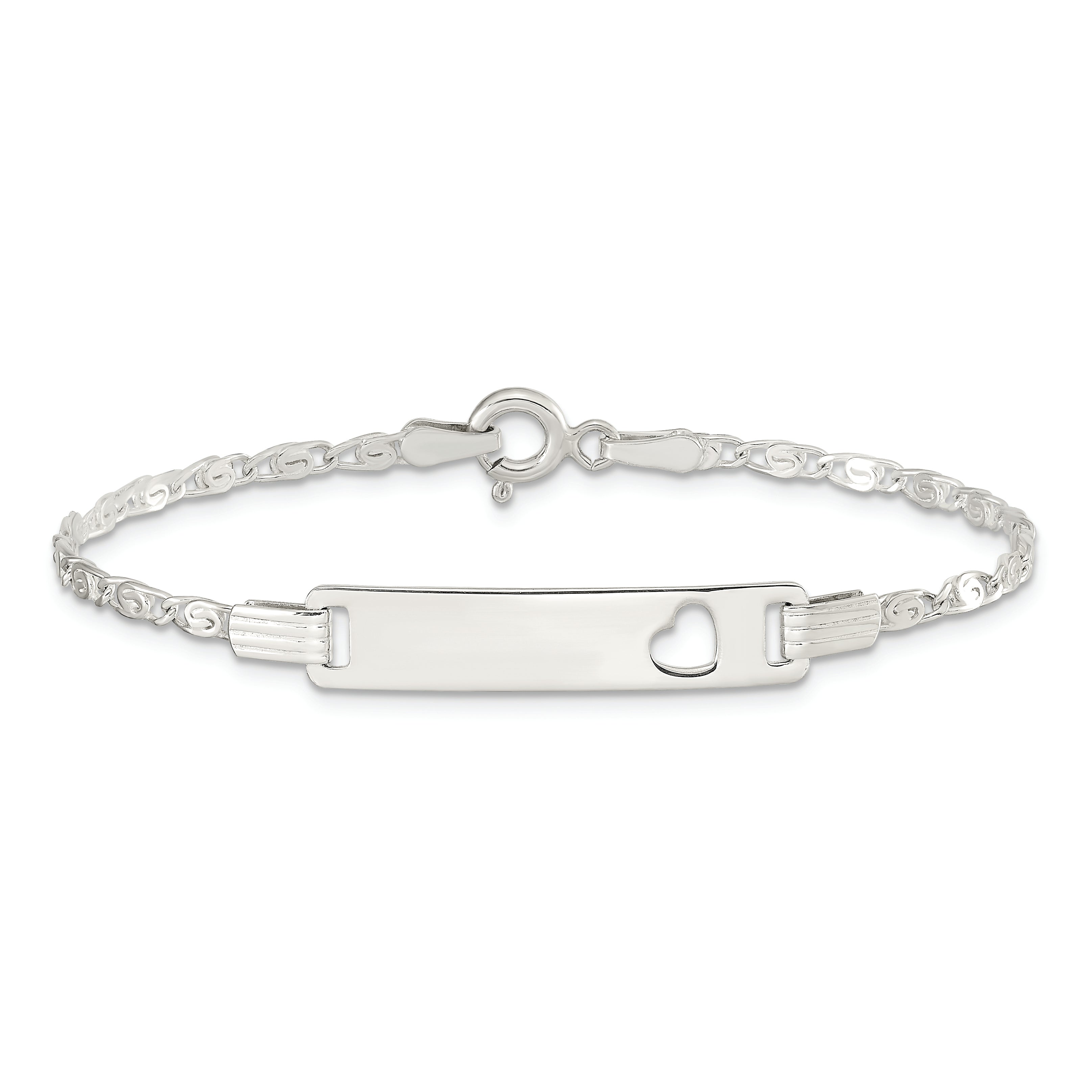 Sterling Silver Baby ID with Cut-out Heart Bracelet