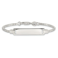 Sterling Silver Engraveable Childrens ID on Box Chain Bracelet