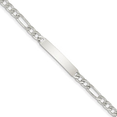 Sterling Silver Polished Engraveable Figaro Link ID Bracelet