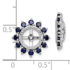 Sterling Silver Rhodium Diam. & Created Sapphire Earring Jacket