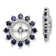 Sterling Silver Rhodium Diam. & Created Sapphire Earring Jacket