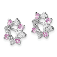 Sterling Silver Rhodium Diam. & Created Pink Sapphire Earring Jacket