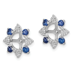 Sterling Silver 925 Sapphire & Diamond Earring Jackets Elegant September Birthstone Style