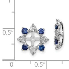 Sterling Silver Rhodium Diam. & Created Sapphire Earring Jacket